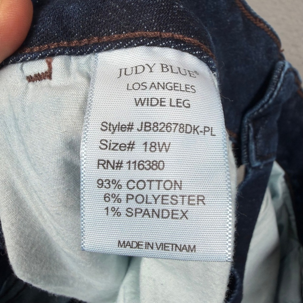 Judy Blue Los Angeles Wide Leg Dark Wash Jeans Womens 18W Regular JB82678DK-PL - Picture 12 of 13